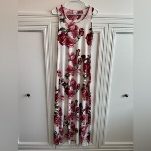 LuLaRoe Pink and Red Floral Maxi Dress